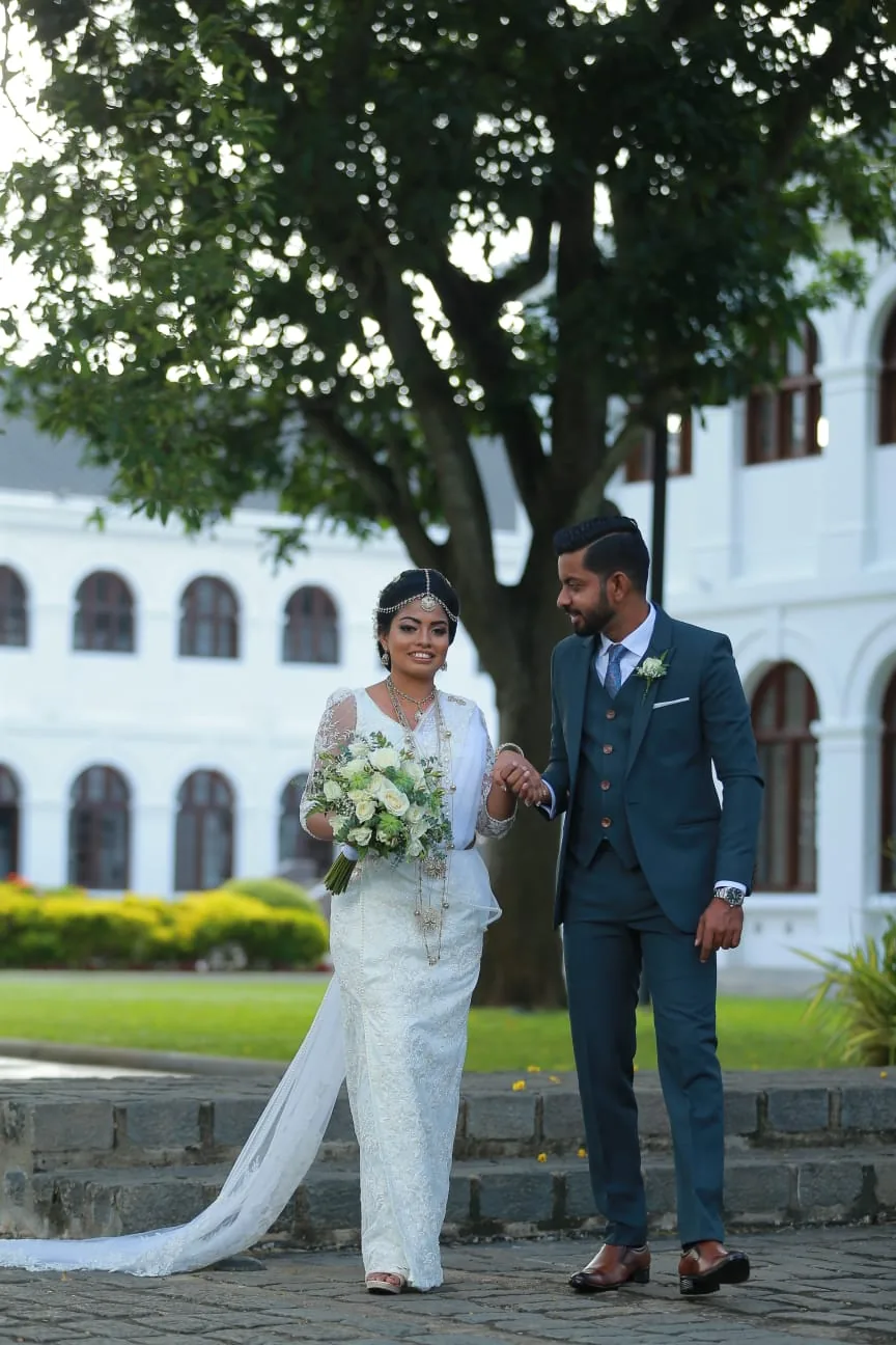 Bride and groom in wedding attire